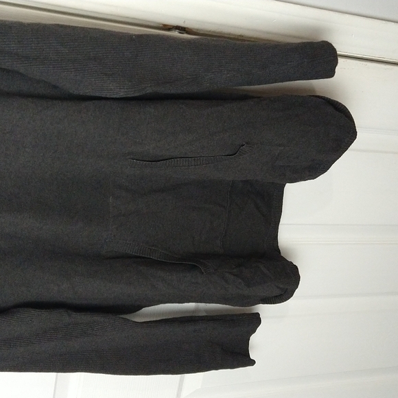 $Cyrus dark grey hooded pullover lightweight pocket ribbed sleeve sweater Size S - Picture 3 of 9